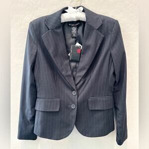 🆕 NY & COMPANY | Charcoal Gray Striped Button Classic Blazer | Size 2